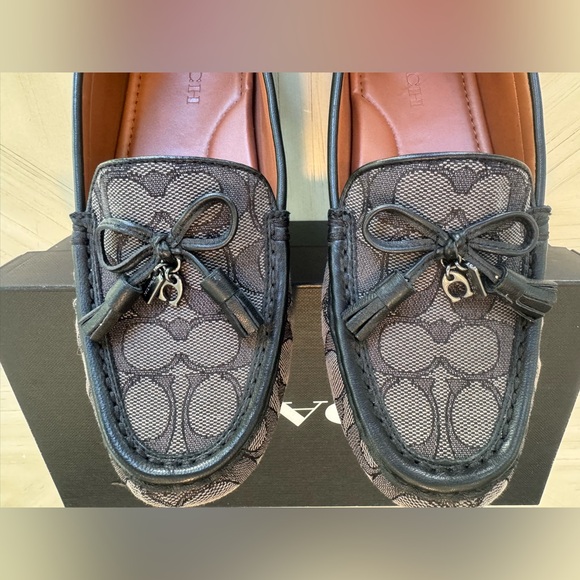 🔥HP🔥 COACH Moira Signature Jacquard Loafers Black/Coal - Size 7.5 - Picture 5 of 14